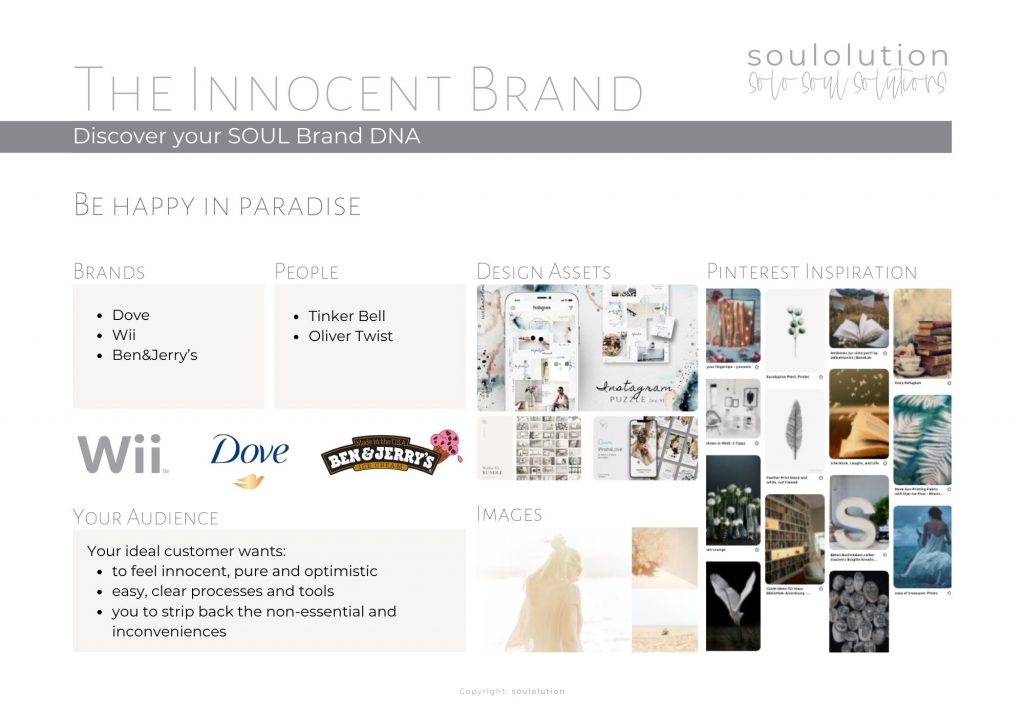 soulolution SOUL Brand Identity Innocent Archetype DNA
